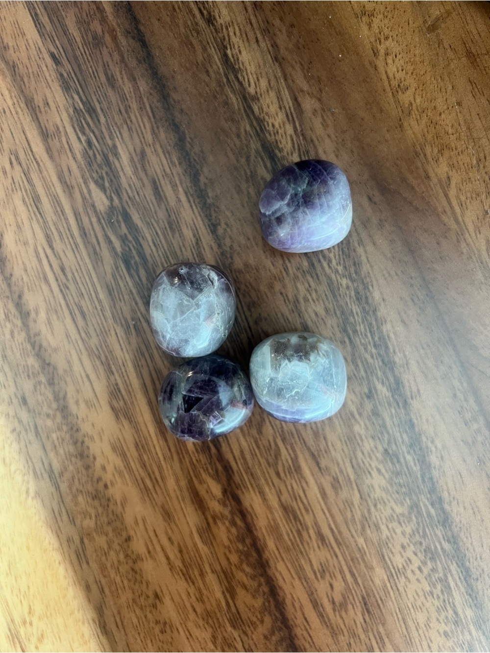 Set of 4 Polished Amethyst Tumbled Stones - Purple Crystal Accent